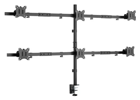 Equip 650160 čierna / Stolný držiak pre 6 monitorov / 17"-32" / VESA 75x75-100x100 / nosnosť 7 kg/monitor / 360°