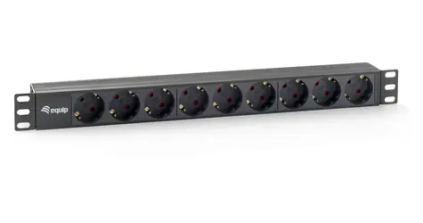 Equip 19" čierna / Zásuvkový panel / 1U / 9x Schuko / 16 A / plast