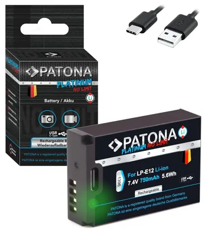 Patona Platinum batéria pre foto Canon LP-E12 750mAh / Li- ION / USB-C nabíjanie