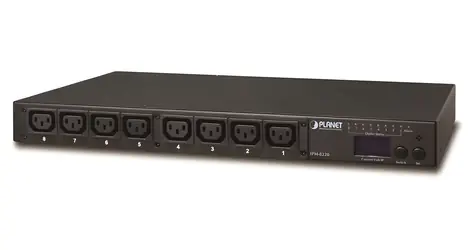 Planet IPM-8220 / IP PDU / 8x zásuviek 230V/10A / LED displej / wattmetre / 19 "/1U rack