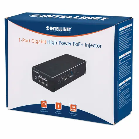 Intellinet Gigabit PoE+ injektor čierna / PoE injektor / 2x RJ-45 / 30 W