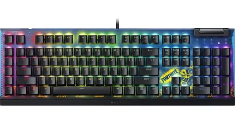 Razer BlackWidow V4 X Fortnite Edition / Herná klávesnica / mechanická / spínače Razer Yellow / USB