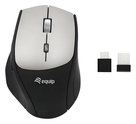 Equip ergonomická bezdrôtová myš čierna / Myš / pravoruká / 2400 DPI / 2,4 GHz / USB-A/USB-C prijímač