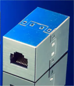 Cable Spojka RJ45 STP CAT5e strieborná / Sieťová spojka / 2x RJ45 / tienená / priama