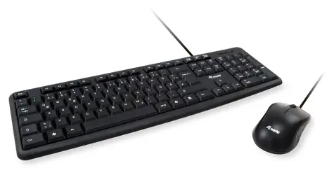 Equip Klávesnica a myš ES čierna / Klávesnica a myš / Káblové / QWERTY / 105 kláves / 1,35 m