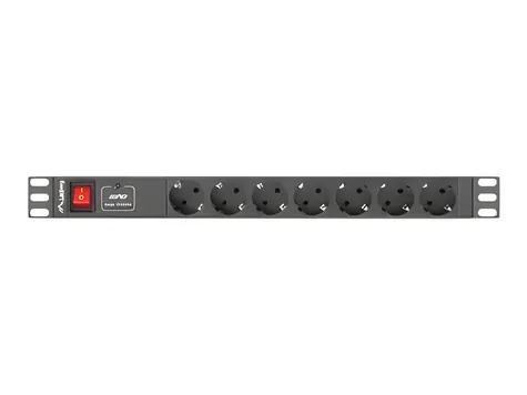Lanberg PDU čierna / Zásuvková lišta do racku / 19" / 1U / 7x Schuko / 16 A / 2 m
