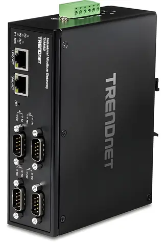 Trendnet TI-M42 čierna / Priemyselná brána Modbus / 4X RS-232/422/485 / 2x LAN 10/100 / IP30