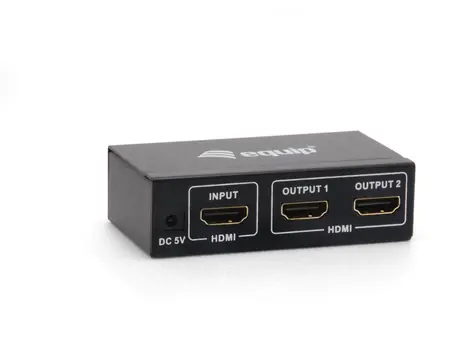 Equip HDMI 1.4 Splitter 2- Port čierna / HDMI rozbočovač / 1 vstup / 2x výstup HDMI / 4K 30Hz / HDCP / napájací adaptér