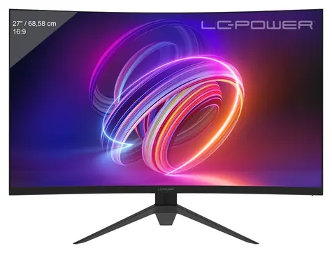 27" LC-Power LC-M27FC čierna, červená / Monitor / VA / FHD / 180Hz / zakrivený / FreeSync Premium