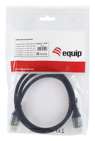 Equip DisplayPort 2.1 Premium 1 m čierna / DisplayPort kábel / 16K/60Hz / 54 Gbps / pozlátené konektory