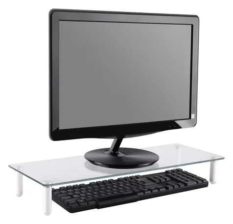 Equip 650882 čierna / Sklenený stojan pod monitor / nosnosť 20 kg / tvrdené sklo / 560x210x80 mm