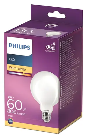 Philips Classic G93 E27 matná / LED žiarovka / náhrada 60W / teplá biela / nestmievateľná