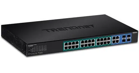 Trendnet TPE-5028WS / Switch / 24x Gigabit PoE+ / 4X SFP combo / Managed / 370W PoE / 19"