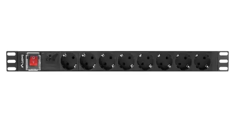 Lanberg PDU čierna / Zásuvková lišta do racku / 1U / 19" / 8x zásuvka Schuko / 16 A / 2 m