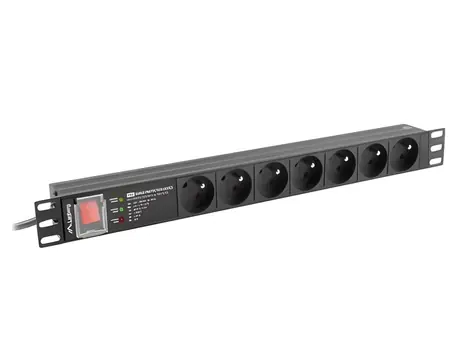 Lanberg SPD-3MP čierna / PDU do racku / 19" / 1U / 7x zásuvka typu E (FR) / 16 A / 2 m