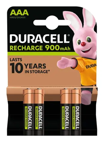 Duracell StayCharged / Nabíjacie batérie / AAA / 900 mAh / 1,2 V / 4 ks
