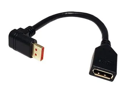 InLine DisplayPort redukcia DP(F)-DP(M) lomená dole, 0,15 m / Redukcia / DisplayPort 1.4 / HBR3 / 8K 30Hz