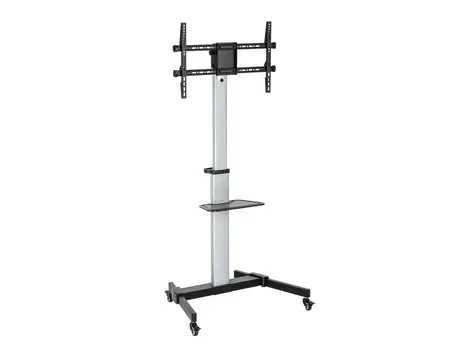 Equip 650630 strieborná / Pojazdný stojan TV / 37-86" / VESA 600x400 / nosnosť 50 kg / otočný 90°