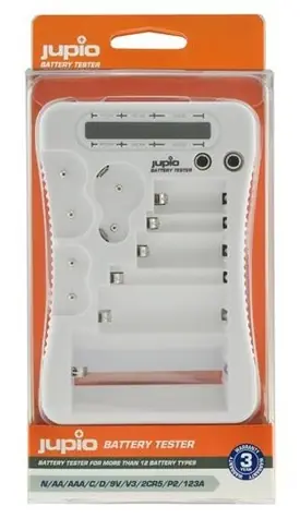 JUPIO Battery Tester / Tester batérií / N, AA, AAA, C, D, 9V, V3, 2CR4, P2, 2, 123A