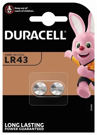 Duracell LR43 / Batéria / Alkalická / 1,5 V / 2 ks