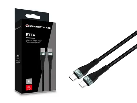 Conceptronic USB-C - USB-C čierna / Kábel / USB 2.0 / 480 Mbit/s / PD 100 W / 2 m