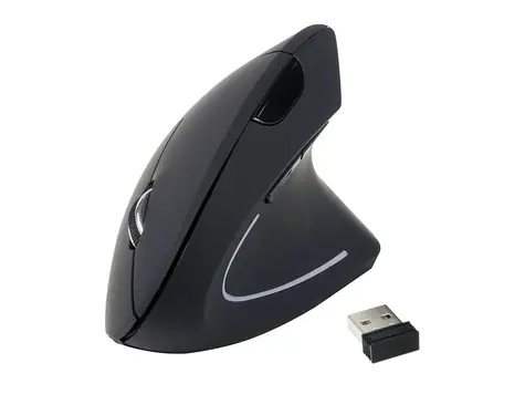Equip Ergonomická bezdrôtová myš čierna / Myš / USB-A nano prijímač / 800-1600 DPI / 5 tlačidiel