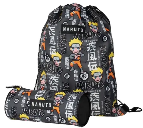 CUREPINK Set batoh a peračník Naruto / Barelový peračník na ceruzky / Motív postáv Naruto