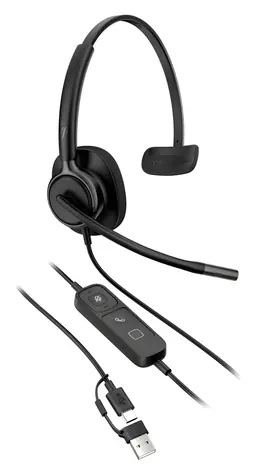 HP Poly Mission 415 čierna / Slúchadlá s mikrofónom / Káblové / Potlačenie hluku / USB-C, USB-A