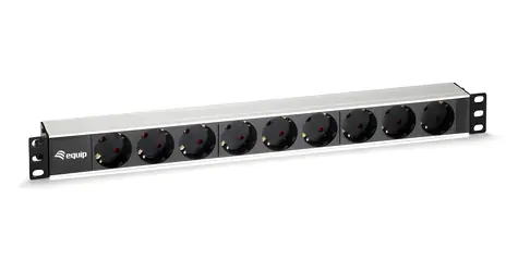 Equip Napájacia lišta 19" 9x čierna / Zásuvková lišta / 1U / 2 m / 16 A