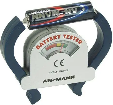 Ansmann Tester batérií / Tester batérií / AAA, AA, C, D, 9V / analógová stupnica