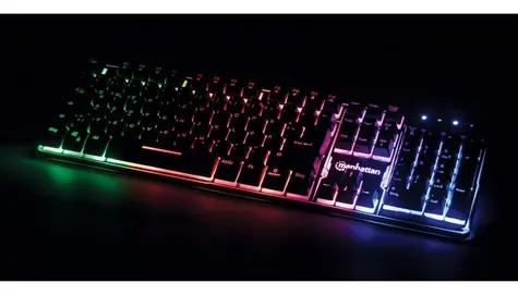Manhattan USB gaming klávesnica čierna / Klávesnica / drôtová / LED podsvietenie / Anti-ghosting / kovový spodok / IPX4