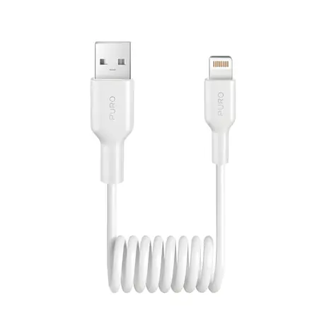Puro Kábel USB-A - Lightning špirálový biela / Dátový kábel / 12 W / 1 m