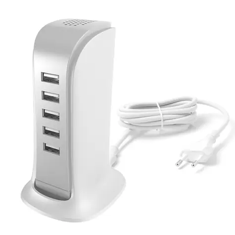 Dudao A5EU biela / Sieťová nabíjačka s káblom / 5x USB-A