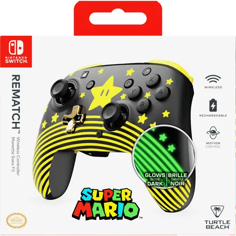 Turtle Beach Rematch Super Mario Star / Gamepad / Nintendo Switch / USB-C / výdrž batérie 40 h