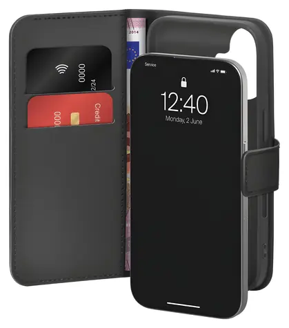 Puro Wallet Stand čierna / Puzdro / iPhone 17 / Eko-koža / Peňaženka a stojan
