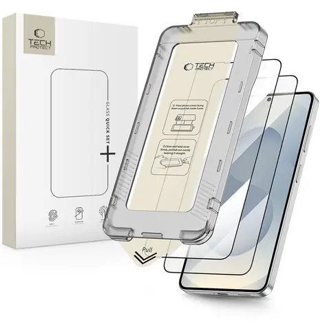 Tech-Protect Quick Set+ pre Samsung Galaxy S26+ čierne / Ochranné tvrdené sklo / 2,5 D / 2 ks