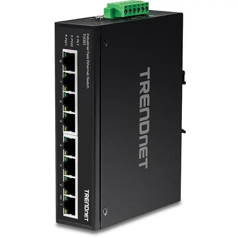 Trendnet Priemyselný switch DIN lišta / Switch / 8- Port Fast Ethernet / Unmanaged / IP30
