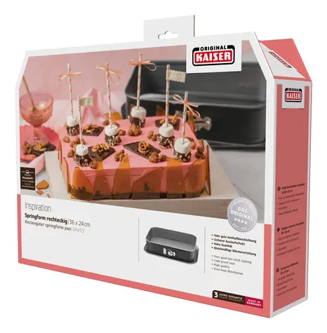 KAISER Inspiration Obdĺžniková tortová forma / 35 x 24 cm / Pružný okraj / 5 l / čierna