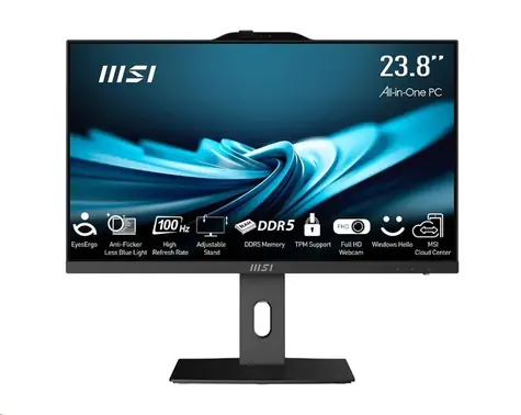 MSI PRE AP242P 14M-1090XEU čierna / All-in-one počítač / 23,8 "FHD / Intel Core i3-14100 / 16GB DDR5 / 512GB SSD / bez OS