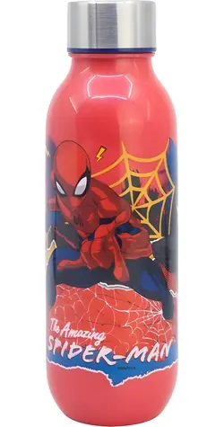 STOR Fľaša na pitie Spiderman 640 ml / Fľaša na pitie / Kovový skrutkovací uzáver / Bez BPA