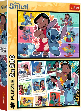 Trefl Puzzle Lilo & Stitch: Šťastný život / 2x200 dielikov / 41 x 27,5 cm