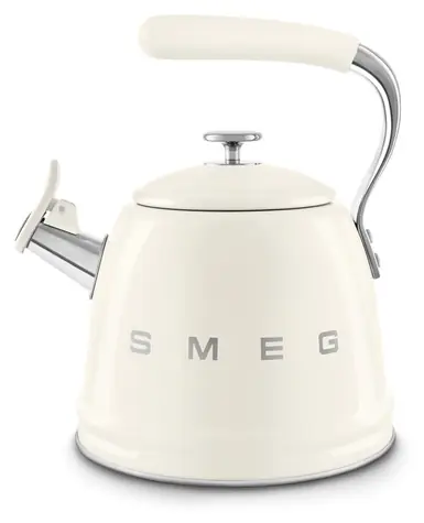SMEG 50's Style WKF01CR krémová / Kanvica na sporák / 2,3 l / nerez / s píšťalkou