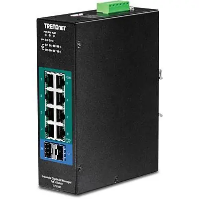 Trendnet TI-PG102i / Priemyselný switch / 8x Gigabit PoE+ / 2x SFP / 240 W / L2 managed / DIN-Rail