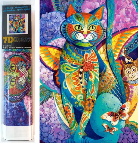 Norimpex Diamantové maľovanie Mačka v kvetoch / 30x40 cm