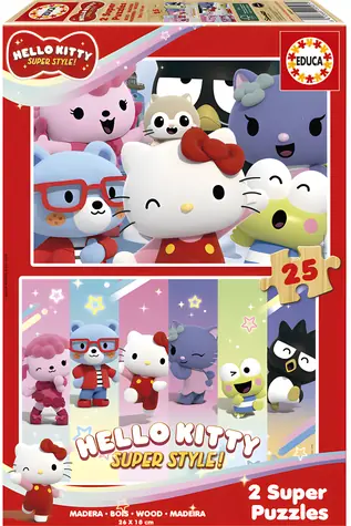 Educa Drevené puzzle Hello Kitty / 2x25 dielikov