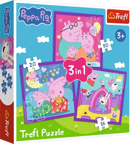 Trefl Puzzle Prasiatko Peppa: Zvyky 3v1/20, 36, 50 dielikov/20 x 19,5 cm