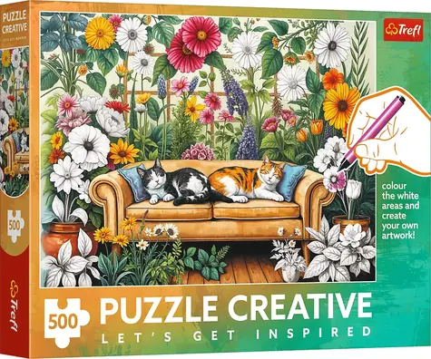 Trefl Puzzle Creative Mačacia oranžéria / 500 dielikov / 48 x 34 cm