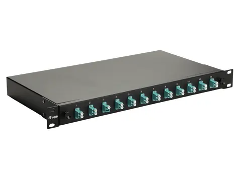 Equip Spojovací box 12- Port LC-Duplex OM3 čierna / Optický spojovací box / Rack 19" 1U / 12x LC/UPC duplex
