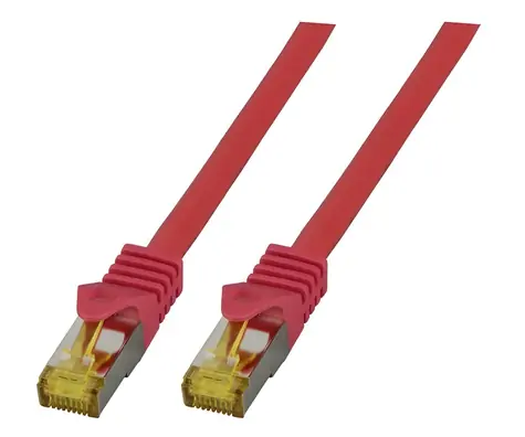 EFB Cat6a červená / Patch kábel / S/FTP / Cat7 Rohkábel / 25 m / RJ-45 / LSZH