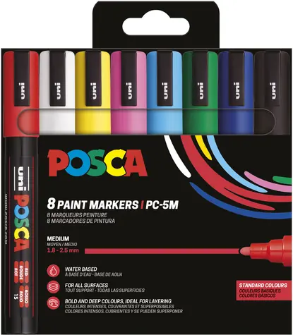 POSCA PC-5M Basic / Popisovač / Sada 8 ks